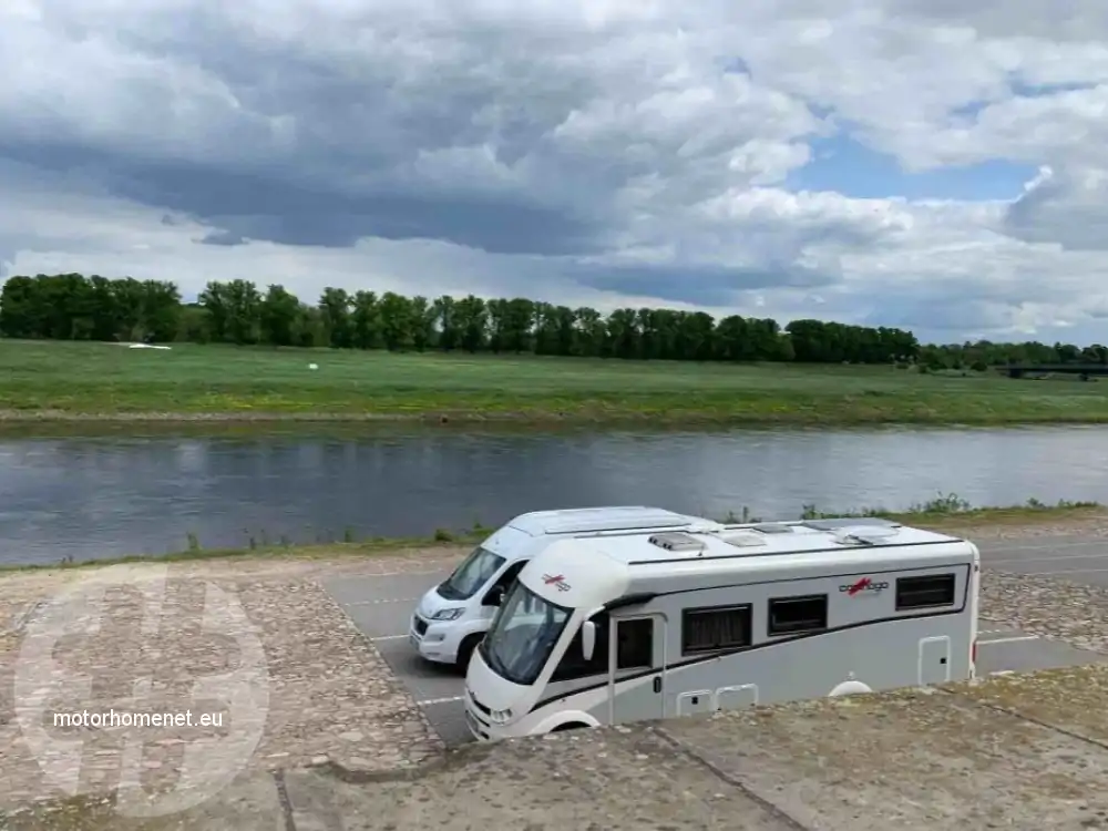 Torgau camper parking Elbe Sachsen Duitsland